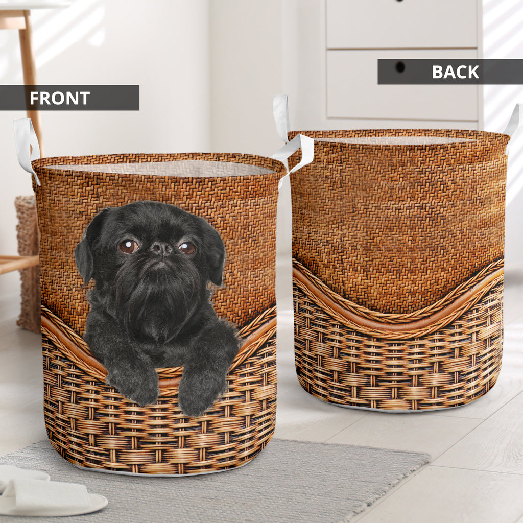 Affenpinscher Terrier Rattan Texture Laundry Basket Dog Laundry Basket Mother Gift Gift For Dog Lovers 1