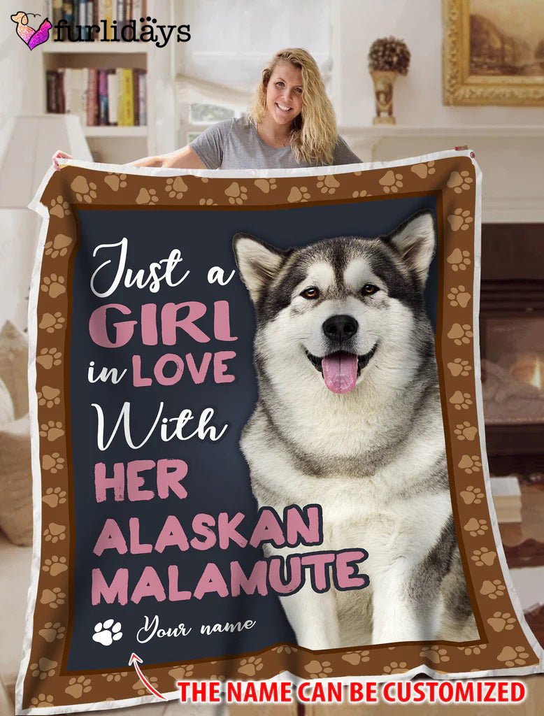 Alaskan Malamute Just A Girl Blanket Throws Personalized Custom Blanket Soft Lightweight Blanket All Season Alaskan Malamute Just A Girl Blanket Throws Personalized Custom Blanket Soft Lightweight Blanket All Season