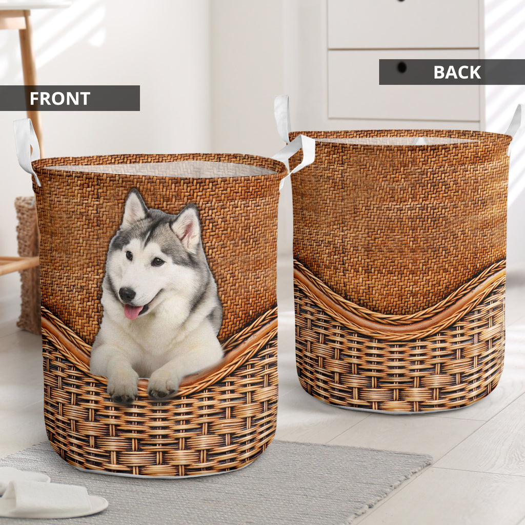 Alaskan Malamute Rattan Texture Laundry Basket Dog Laundry Basket Mother Gift Gift For Dog Lovers 1