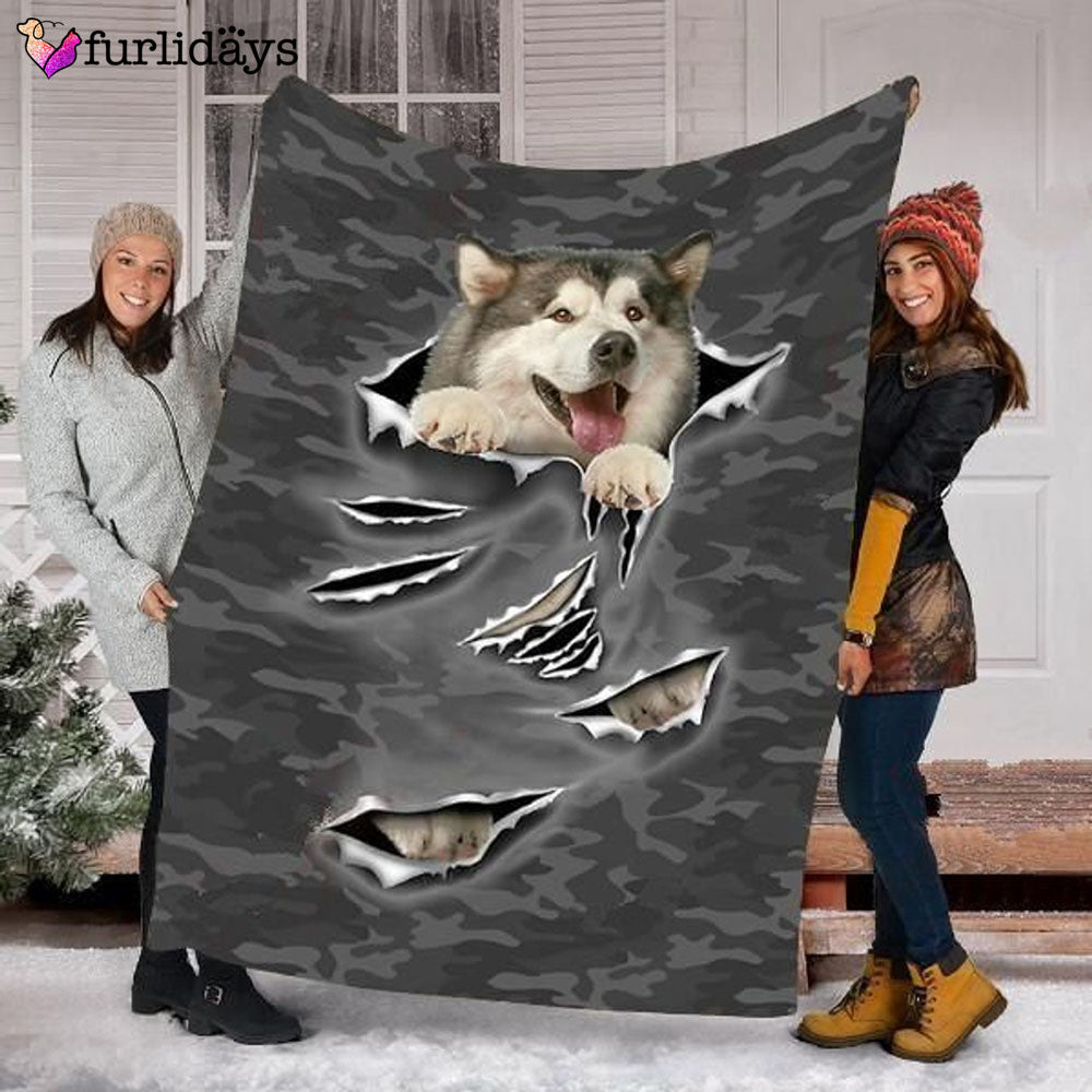 Alaskan Malamute Scratch Dog Sherpa Fleece Blanket Home Decor Bedding Couch