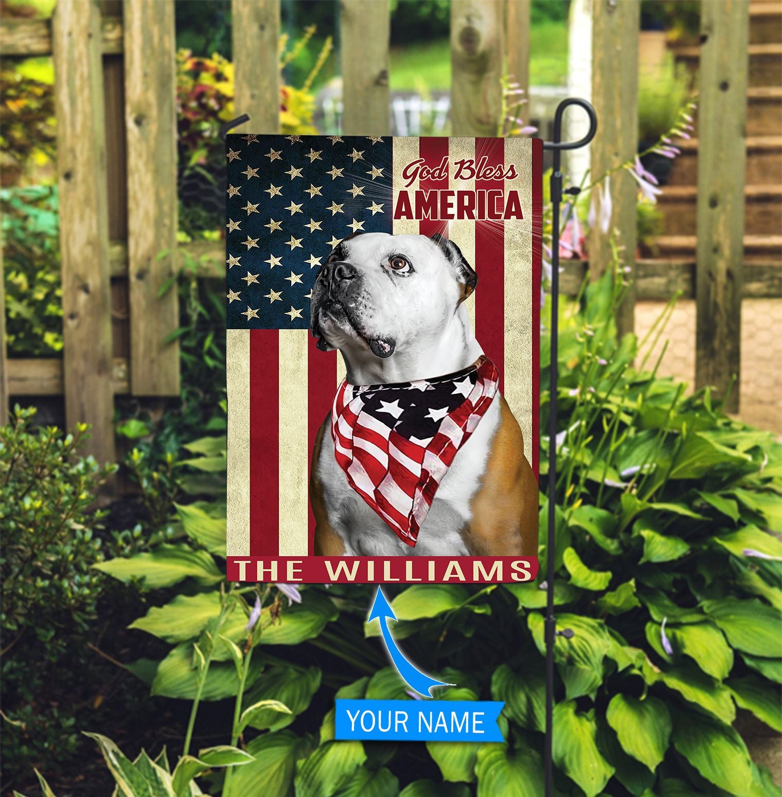 American Bulldog God Bless America Personalized Flag Garden Dog Flag Dog Flag For House 2 American Bulldog God Bless America Personalized Flag Garden Dog Flag Dog Flag For House 2