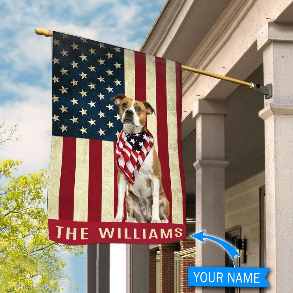 American Bulldog Personalized Flag Garden Dog Flag Personalized Dog Garden Flags 1