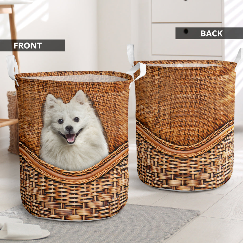 American Eskimo Rattan Texture Laundry Basket Dog Laundry Basket Mother Gift Gift For Dog Lovers 1
