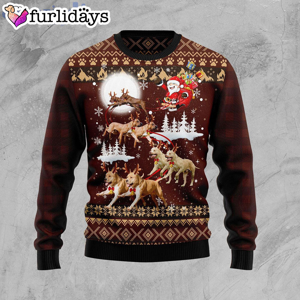 American Pit Bull Terrier Reindeers Car Dog Lover Ugly Christmas Sweater Dog Memorial Gift 1