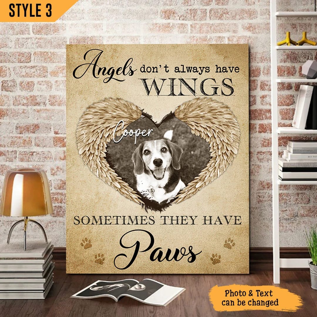 Angels Don t Always Have Wings Sometimes They Have Paws Dog Canvas Wall Art Canvas Gifts for Dog Mom 1
