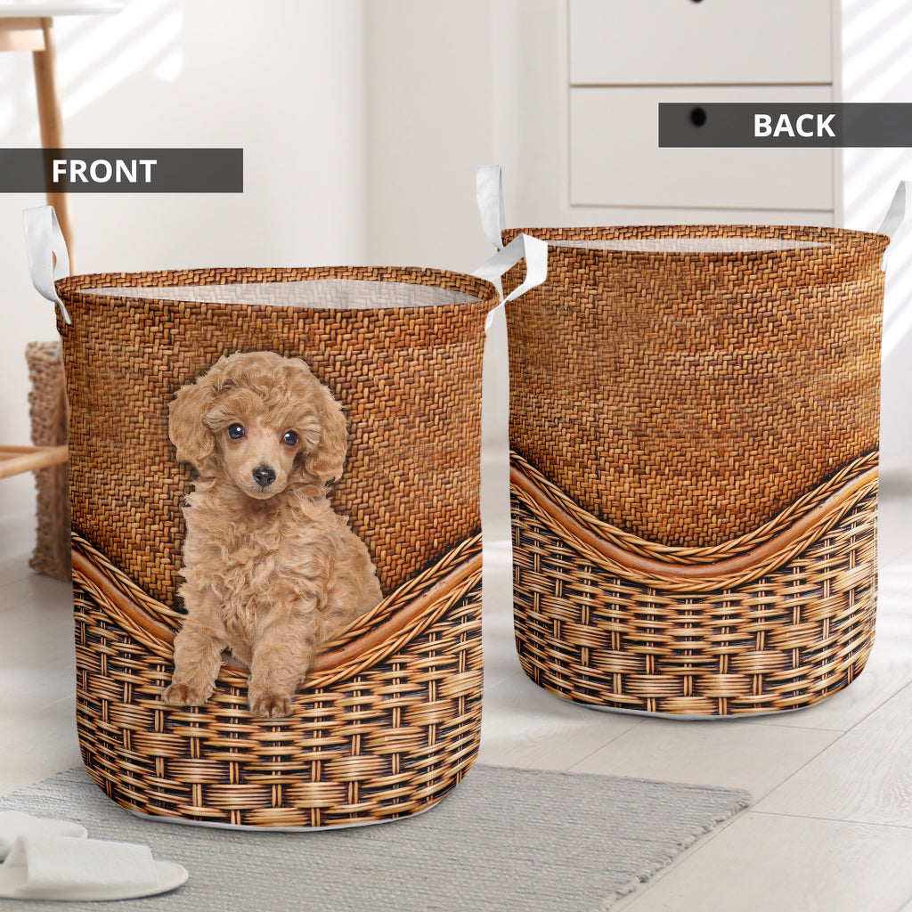Apricot Poodle Rattan Texture Laundry Basket Dog Laundry Basket Mother Gift Gift For Dog Lovers 1 Apricot Poodle Rattan Texture Laundry Basket Dog Laundry Basket Mother Gift Gift For Dog Lovers 1