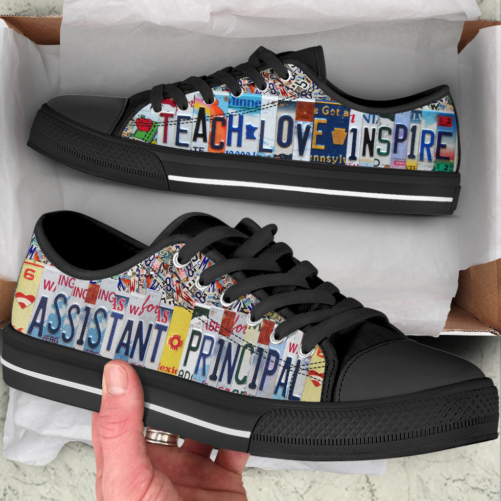 Assistant Principal Inspire License Plates Low Top Shoes Best Gift For Teacher School Shoes Malalan 2 Assistant Principal Inspire License Plates Low Top Shoes Best Gift For Teacher School Shoes Malalan 2