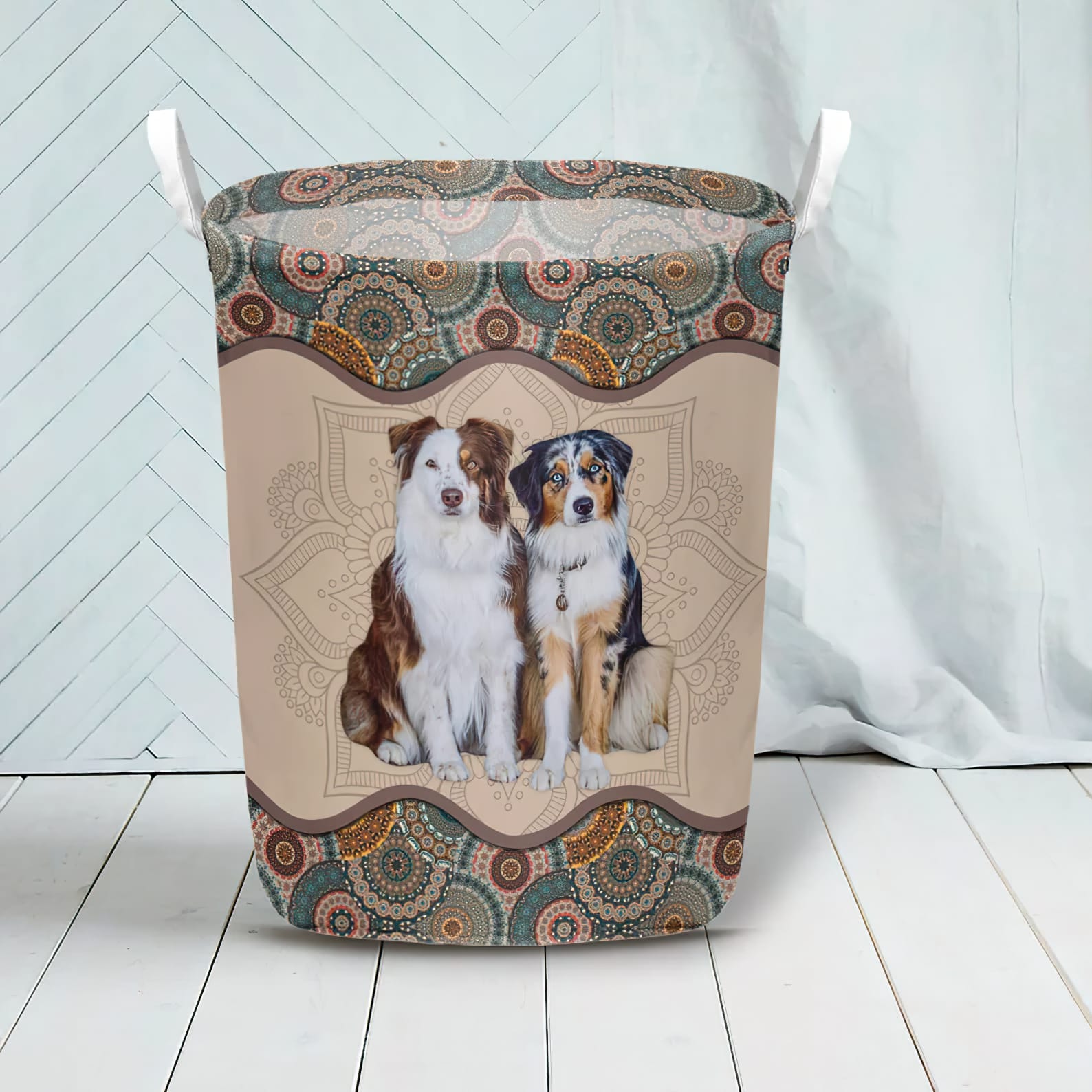 Australian Shepherd In Mandala Pattern Laundry Basket Dog Laundry Basket Mother Gift Gift For Dog Lovers 3