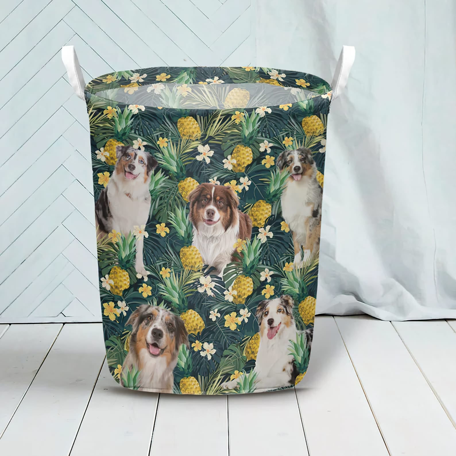 Australian Shepherd In Pineapple Tropical Pattern Laundry Basket Dog Laundry Basket Mother Gift Gift For Dog Lovers 2 Australian Shepherd In Pineapple Tropical Pattern Laundry Basket Dog Laundry Basket Mother Gift Gift For Dog Lovers 2