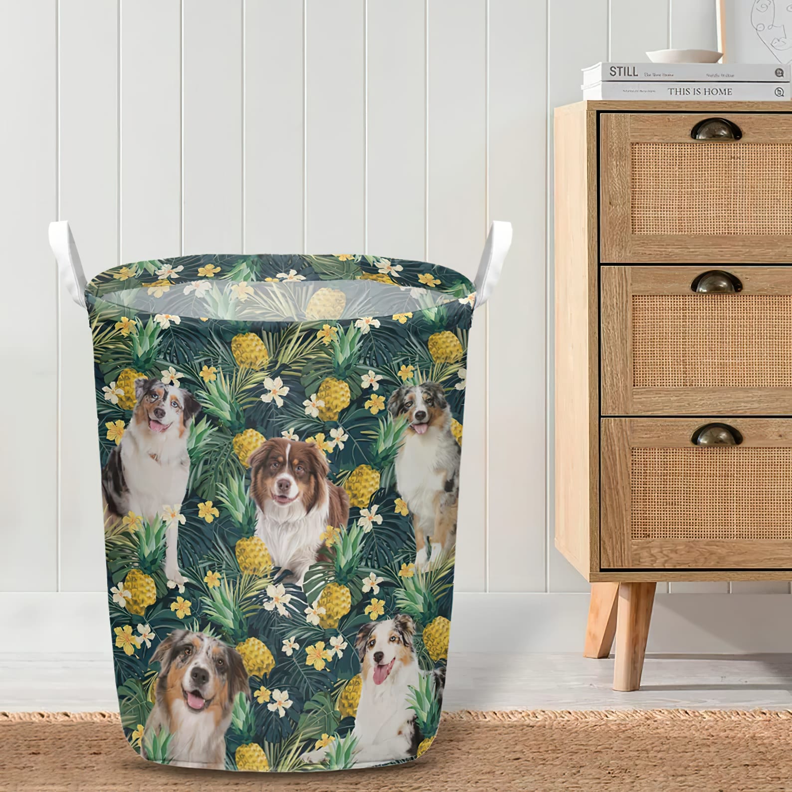 Australian Shepherd In Pineapple Tropical Pattern Laundry Basket Dog Laundry Basket Mother Gift Gift For Dog Lovers 3 Australian Shepherd In Pineapple Tropical Pattern Laundry Basket Dog Laundry Basket Mother Gift Gift For Dog Lovers 3