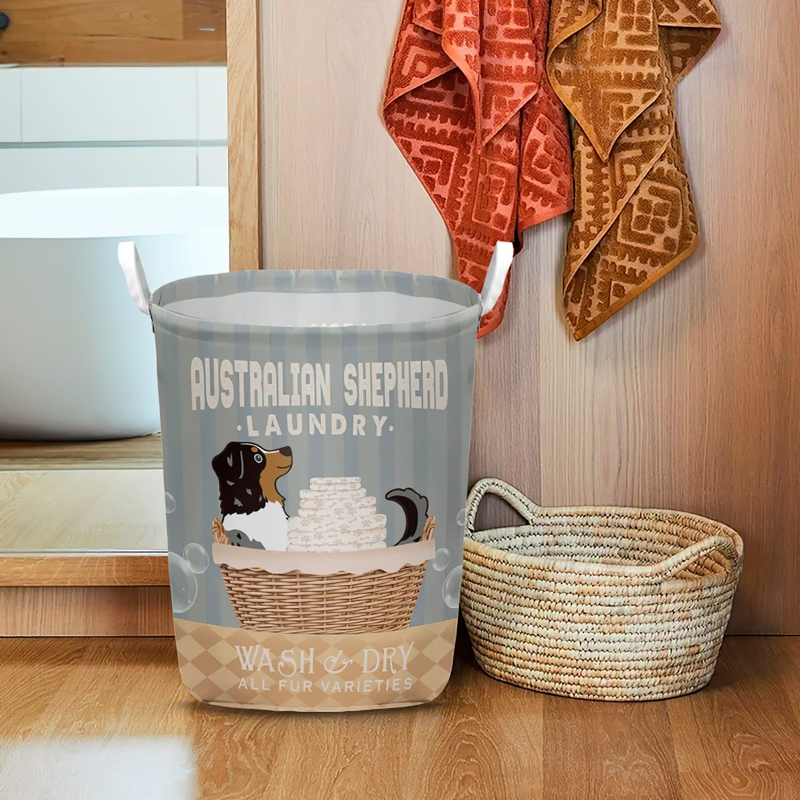 Australian Shepherd Wash And Dry Laundry Basket Dog Laundry Basket Mother Gift Gift For Dog Lovers 1 Australian Shepherd Wash And Dry Laundry Basket Dog Laundry Basket Mother Gift Gift For Dog Lovers 1