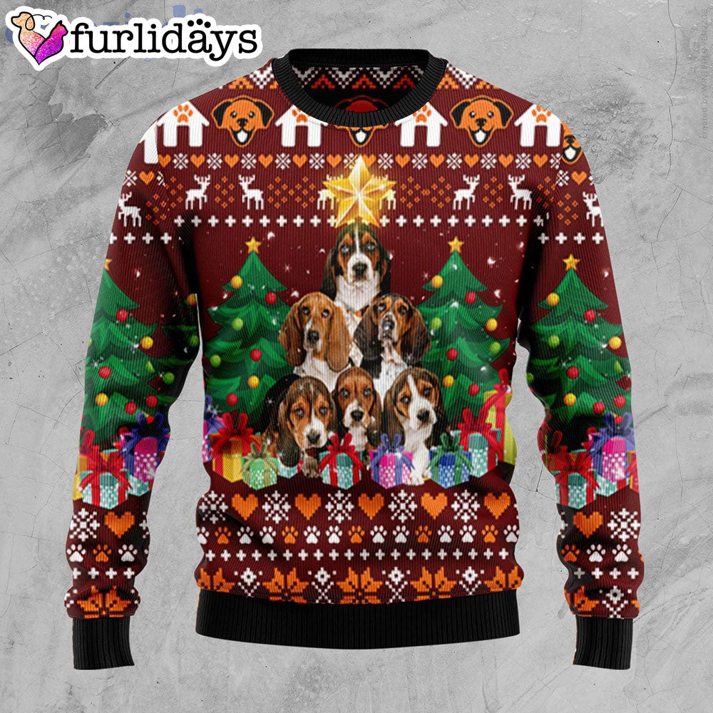 Basset Hound Pine Tree Dog Lover Ugly Christmas Sweater Christmas Gift For Pet Lovers 1