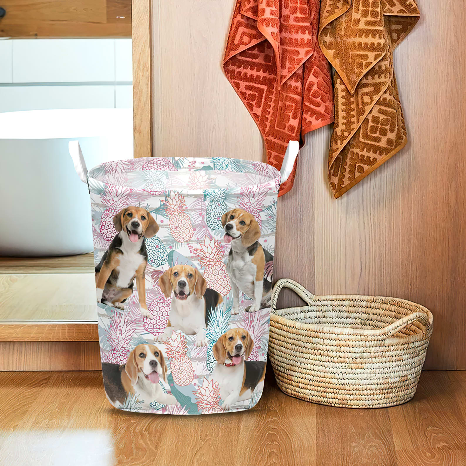 Beagle In Summer Tropical With Leaf Seamless Laundry Basket Dog Laundry Basket Mother Gift Gift For Dog Lovers 1 Beagle In Summer Tropical With Leaf Seamless Laundry Basket Dog Laundry Basket Mother Gift Gift For Dog Lovers 1
