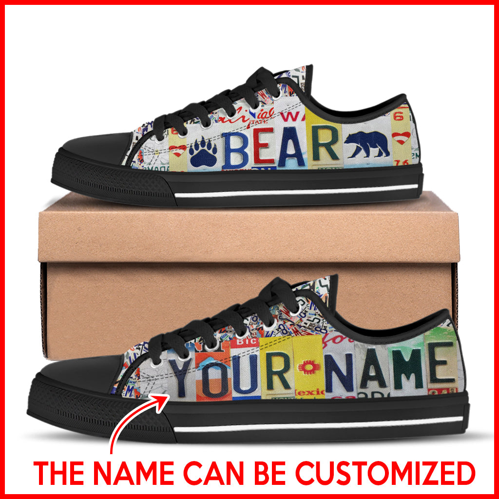 Bear License Plates Low Top Shoes Canvas Shoes Personalized Custom Best Gift For Men And Women 1 Bear License Plates Low Top Shoes Canvas Shoes Personalized Custom Best Gift For Men And Women 1
