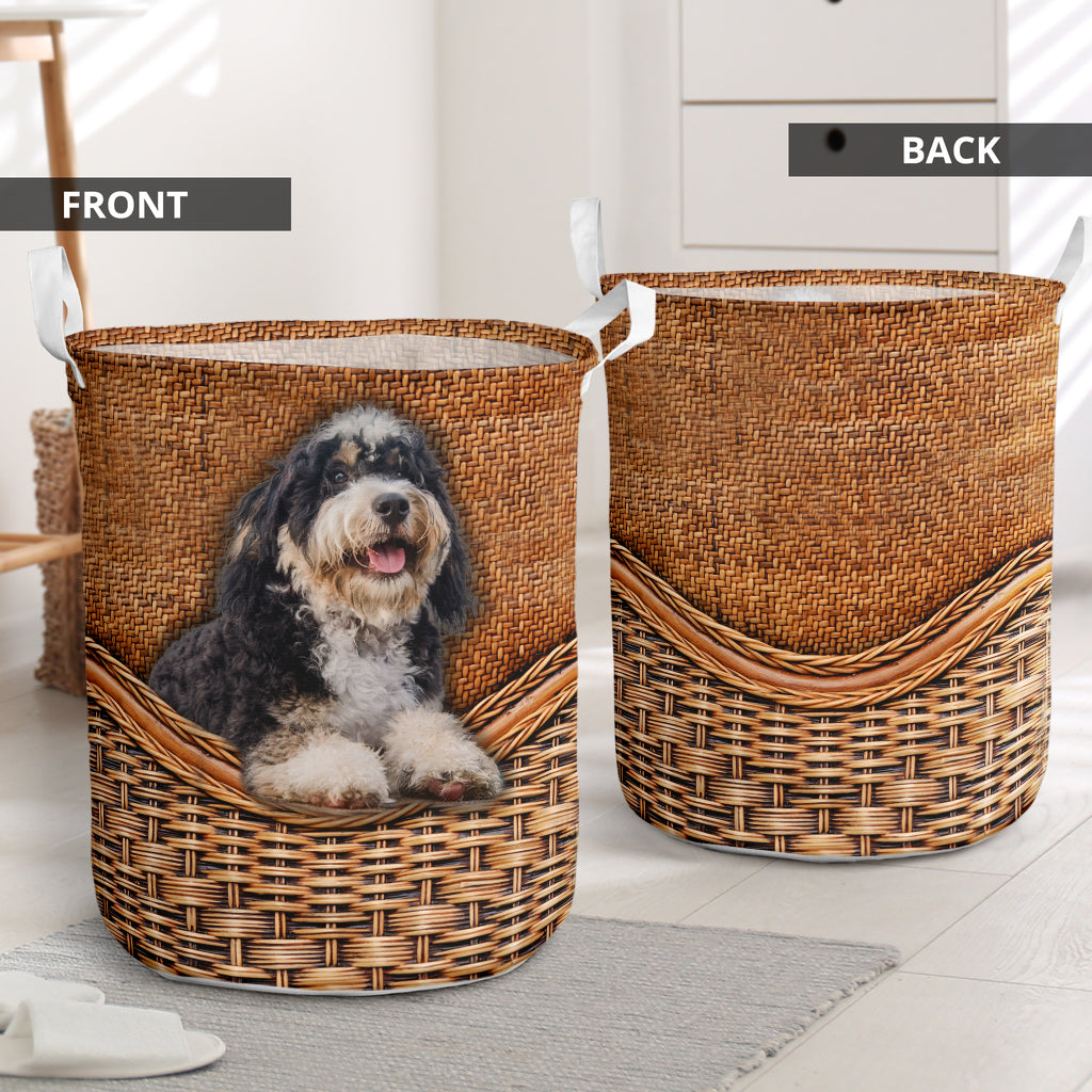 Bernedoodle Rattan Texture Laundry Basket Dog Laundry Basket Mother Gift Gift For Dog Lovers 1 Bernedoodle Rattan Texture Laundry Basket Dog Laundry Basket Mother Gift Gift For Dog Lovers 1