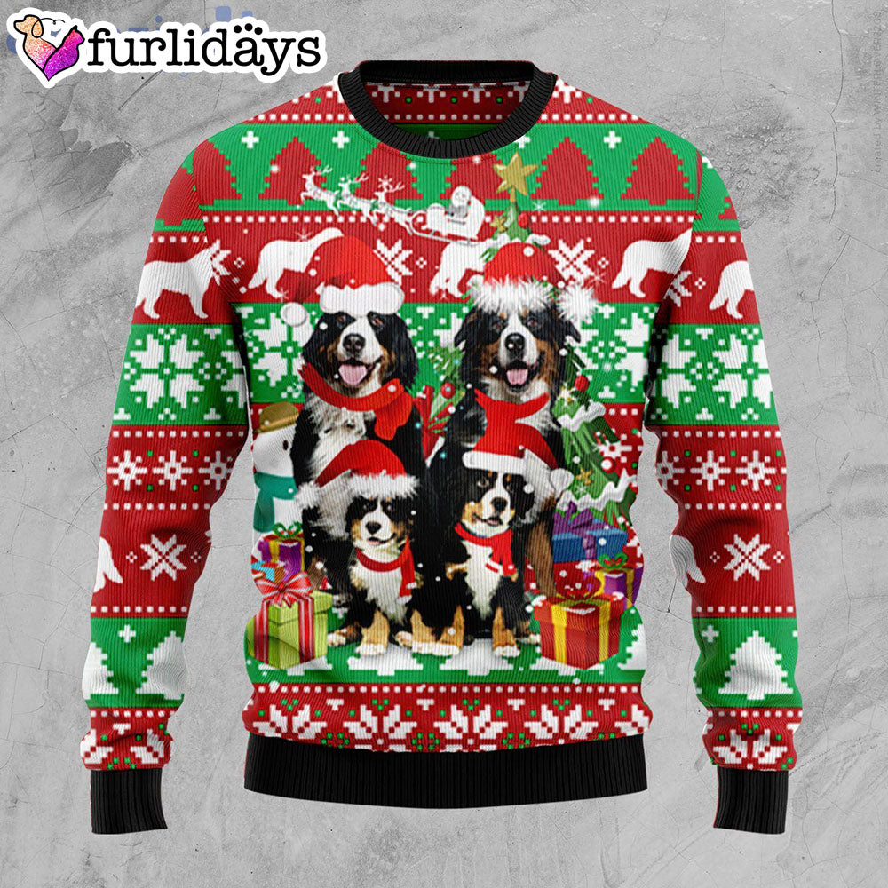 Bernese Mountain Dog Family Dog Lover Ugly Christmas Sweater Gifts For Dog Lovers 1