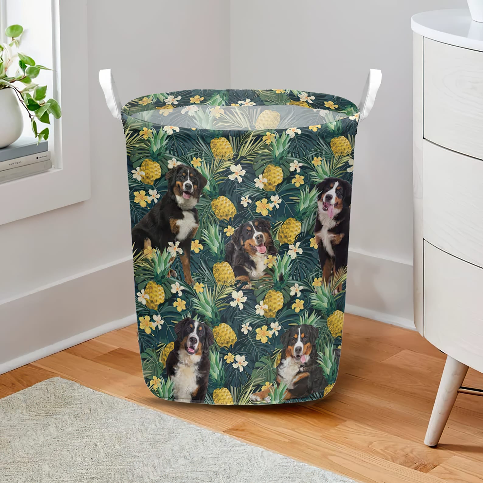 Bernese Mountain In Pineapple Tropical Pattern Laundry Basket Dog Laundry Basket Mother Gift Gift For Dog Lovers 2 Bernese Mountain In Pineapple Tropical Pattern Laundry Basket Dog Laundry Basket Mother Gift Gift For Dog Lovers 2