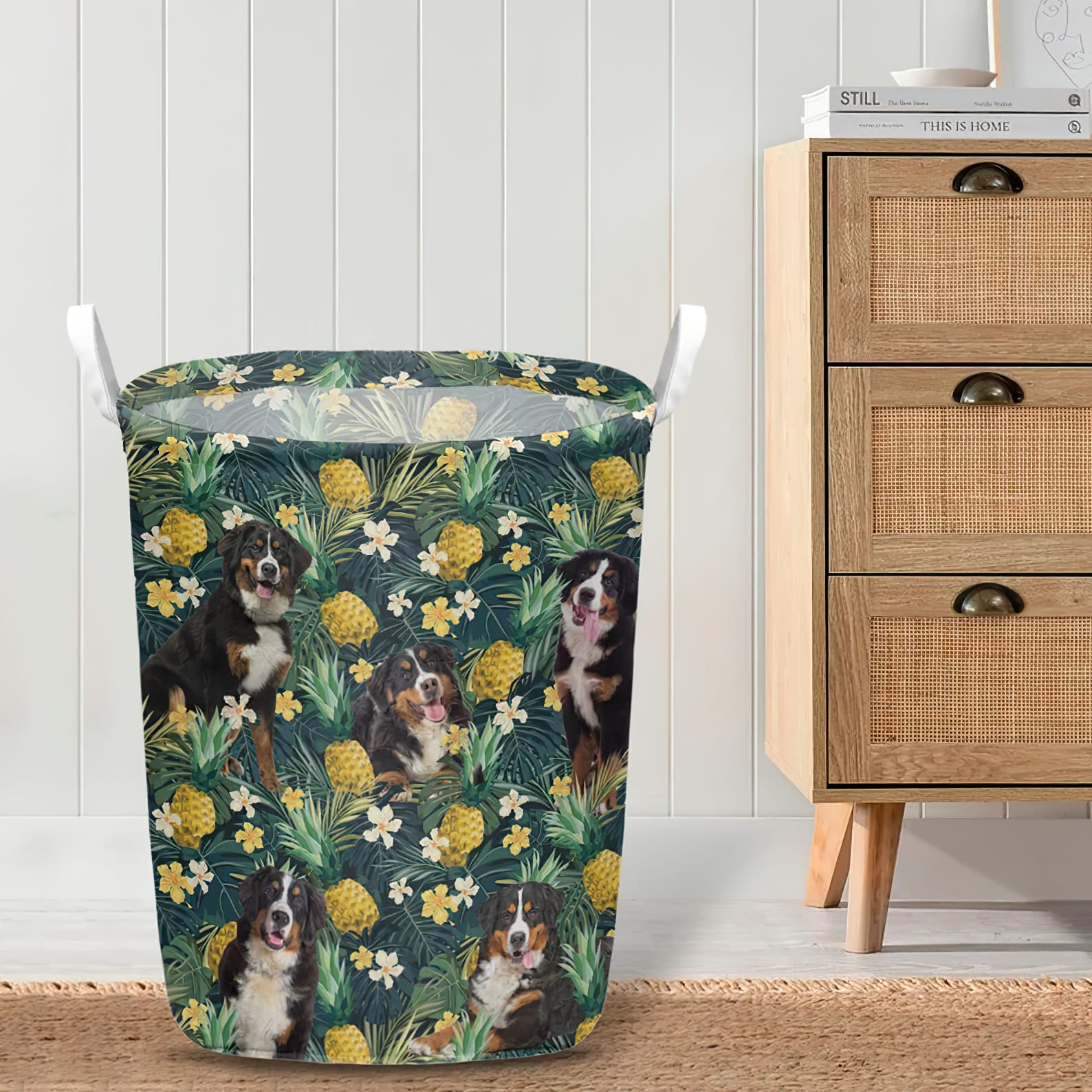 Bernese Mountain In Pineapple Tropical Pattern Laundry Basket Dog Laundry Basket Mother Gift Gift For Dog Lovers 4 Bernese Mountain In Pineapple Tropical Pattern Laundry Basket Dog Laundry Basket Mother Gift Gift For Dog Lovers 4