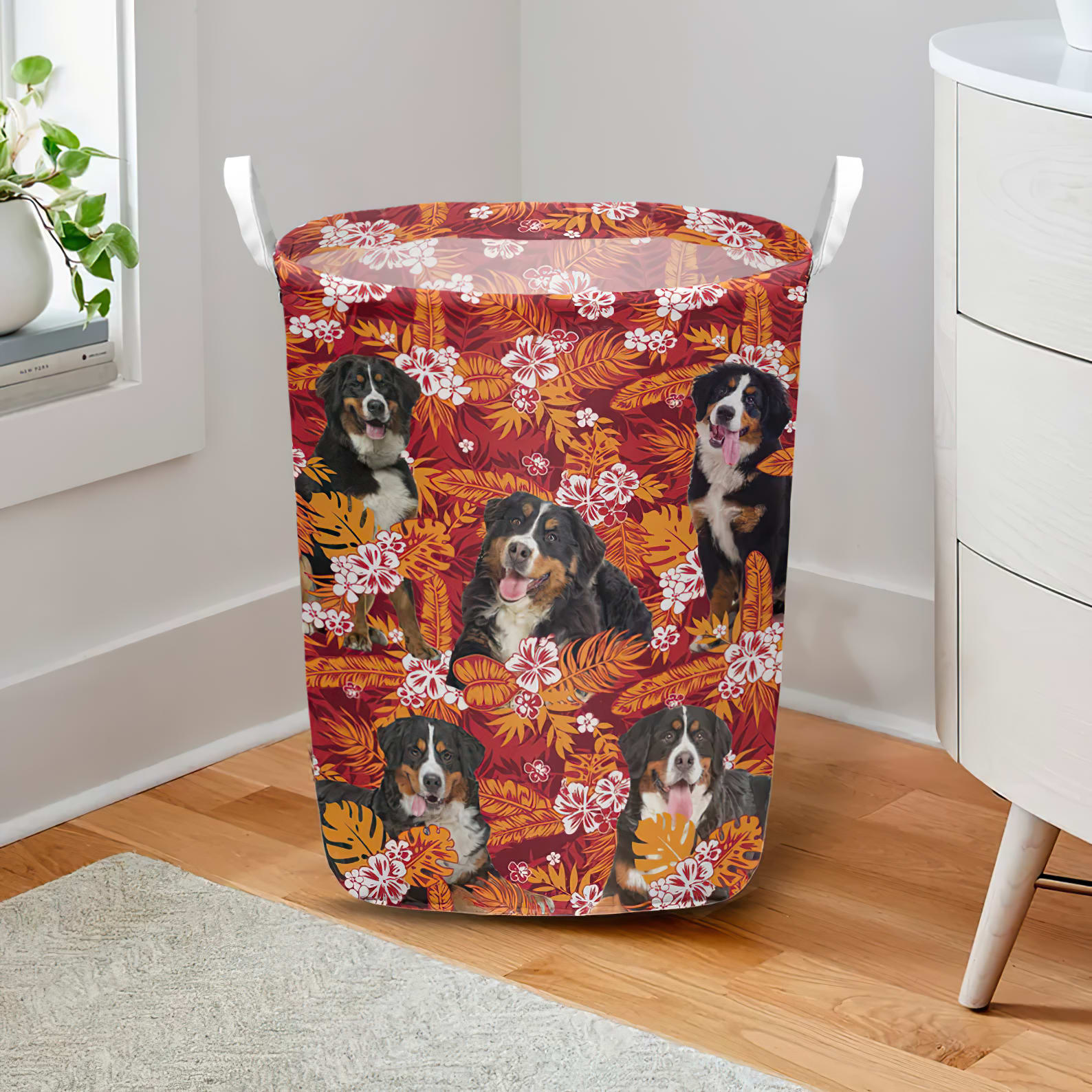 Bernese Mountain In Seamless Tropical Floral With Palm Leaves Laundry Basket Dog Laundry Basket Mother Gift 2 Bernese Mountain In Seamless Tropical Floral With Palm Leaves Laundry Basket Dog Laundry Basket Mother Gift 2
