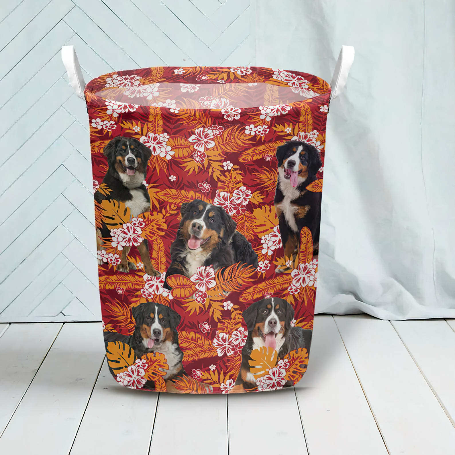 Bernese Mountain In Seamless Tropical Floral With Palm Leaves Laundry Basket Dog Laundry Basket Mother Gift 3 Bernese Mountain In Seamless Tropical Floral With Palm Leaves Laundry Basket Dog Laundry Basket Mother Gift 3