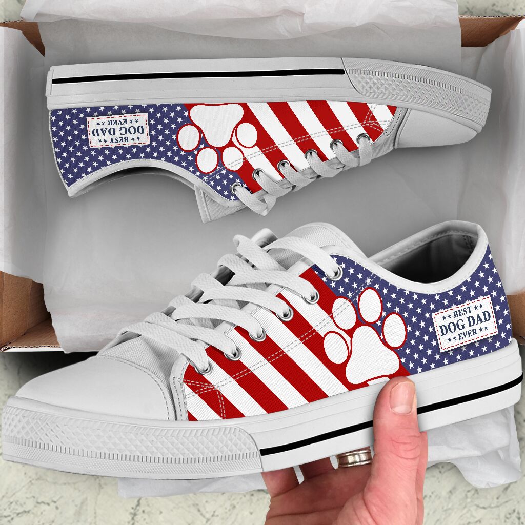 Best Dog Dad Ever Usa Flag Low Top Shoes Sneaker For Dog Walking Best Gift For Dog Mom 1