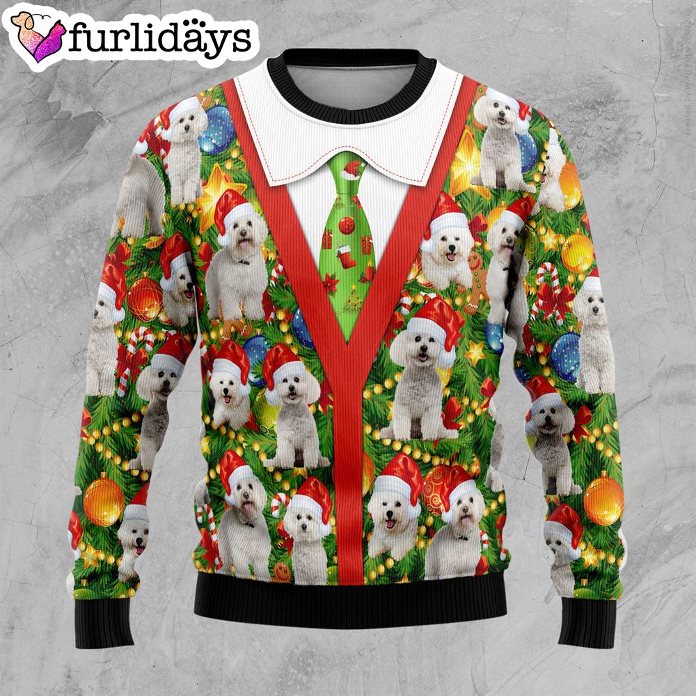 Bichon Xmas Pine Ugly Christmas Sweater Lover Xmas Sweater Gift Dog Memorial Gift 1