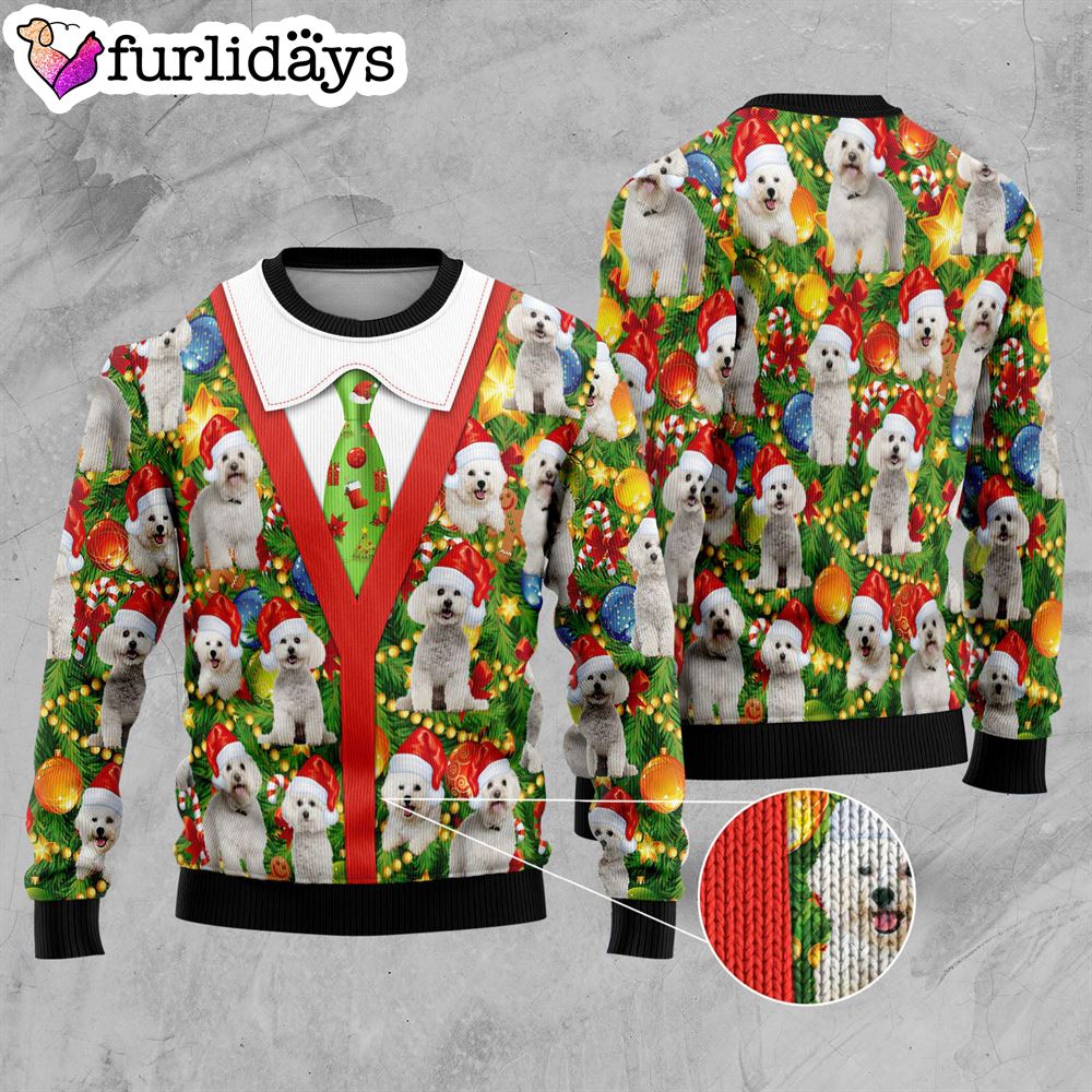 Bichon Xmas Pine Ugly Christmas Sweater Lover Xmas Sweater Gift Dog Memorial Gift 3