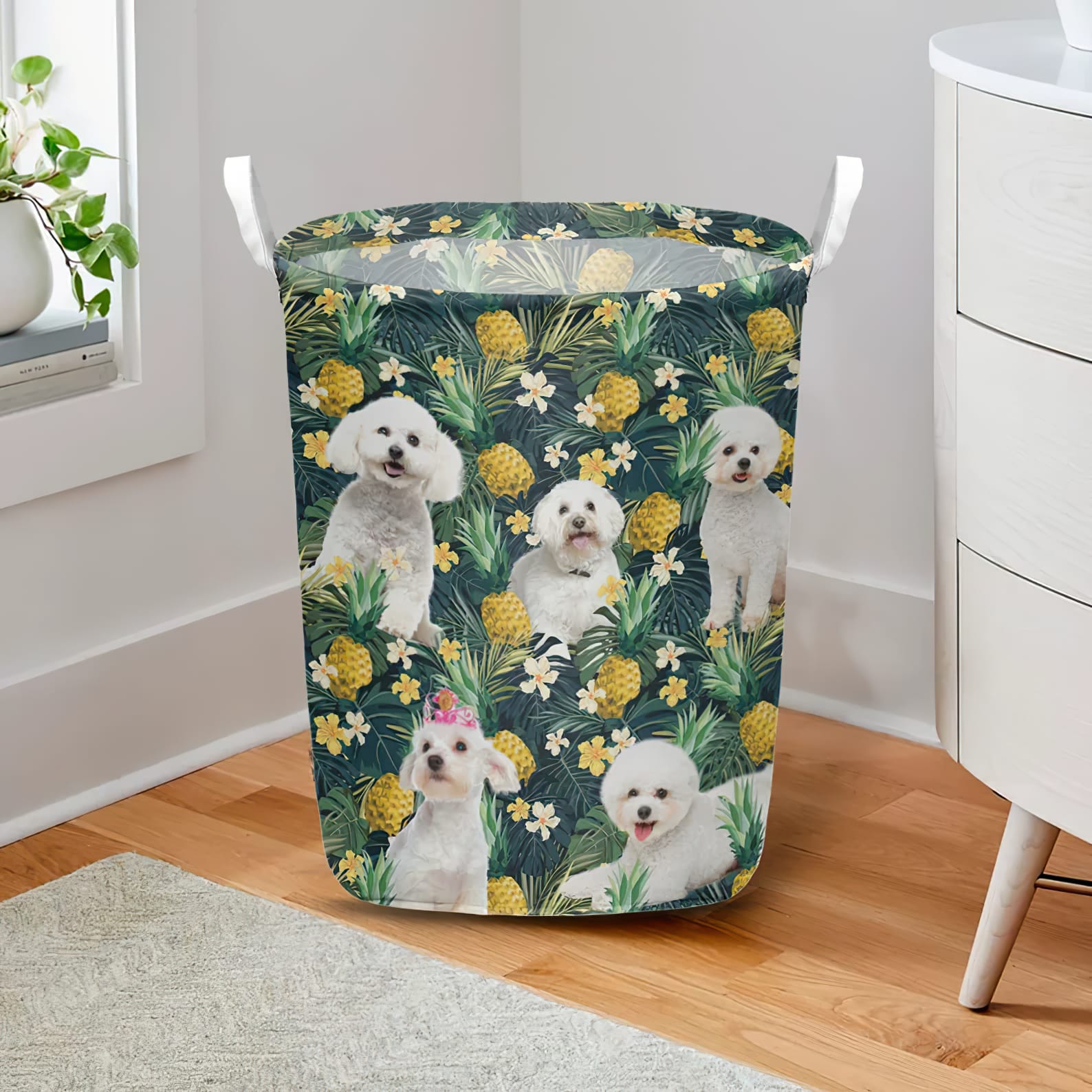 Bichons Frise In Pineapple Tropical Pattern Laundry Basket Dog Laundry Basket Mother Gift Gift For Dog Lovers 1 Bichons Frise In Pineapple Tropical Pattern Laundry Basket Dog Laundry Basket Mother Gift Gift For Dog Lovers 1
