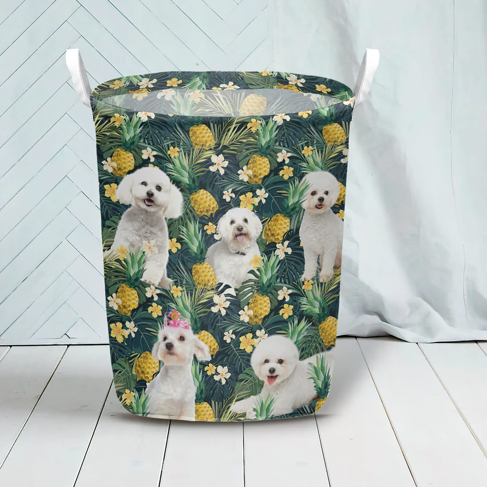 Bichons Frise In Pineapple Tropical Pattern Laundry Basket Dog Laundry Basket Mother Gift Gift For Dog Lovers 2 Bichons Frise In Pineapple Tropical Pattern Laundry Basket Dog Laundry Basket Mother Gift Gift For Dog Lovers 2