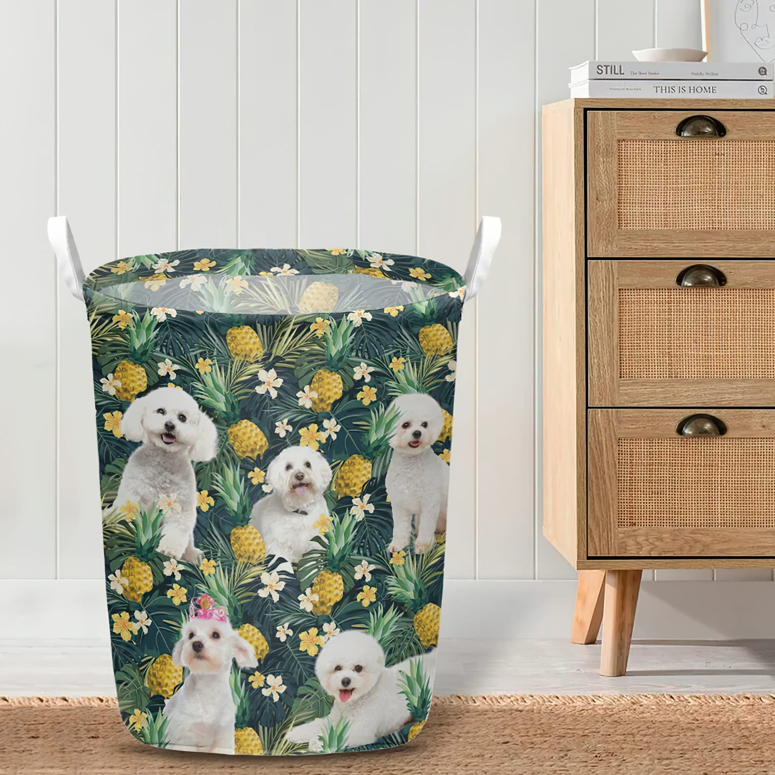 Bichons Frise In Pineapple Tropical Pattern Laundry Basket Dog Laundry Basket Mother Gift Gift For Dog Lovers 3 Bichons Frise In Pineapple Tropical Pattern Laundry Basket Dog Laundry Basket Mother Gift Gift For Dog Lovers 3