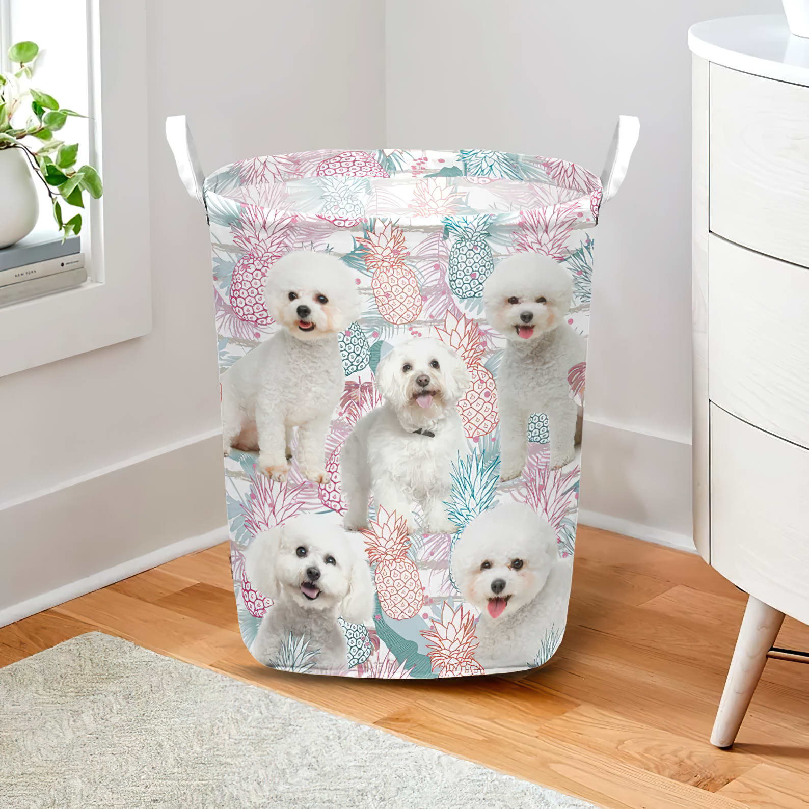 Bichons Frise In Summer Tropical With Leaf Seamless Laundry Basket Dog Laundry Basket Mother Gift Gift For Dog Lovers 2 Bichons Frise In Summer Tropical With Leaf Seamless Laundry Basket Dog Laundry Basket Mother Gift Gift For Dog Lovers 2