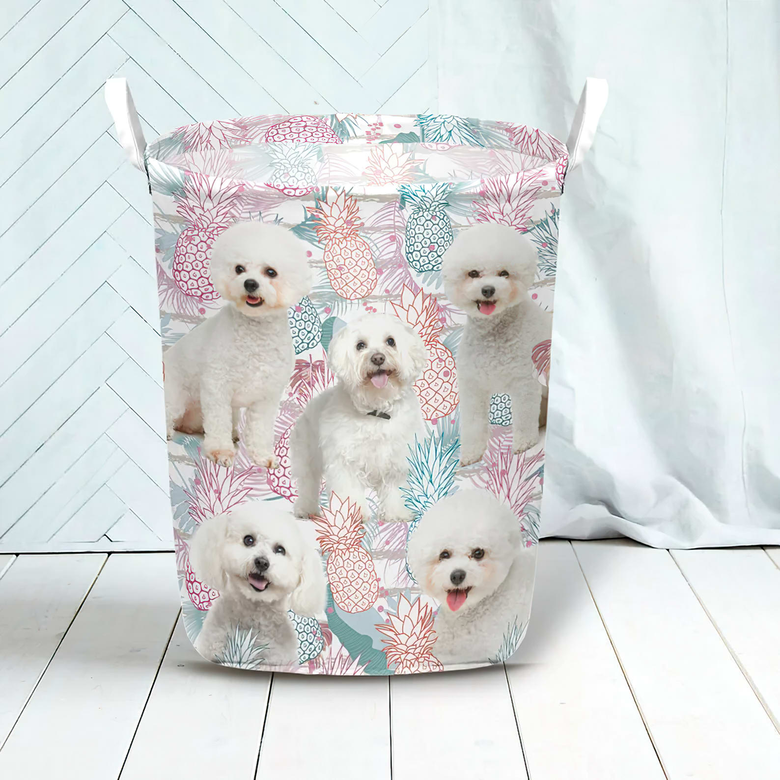 Bichons Frise In Summer Tropical With Leaf Seamless Laundry Basket Dog Laundry Basket Mother Gift Gift For Dog Lovers 3 Bichons Frise In Summer Tropical With Leaf Seamless Laundry Basket Dog Laundry Basket Mother Gift Gift For Dog Lovers 3
