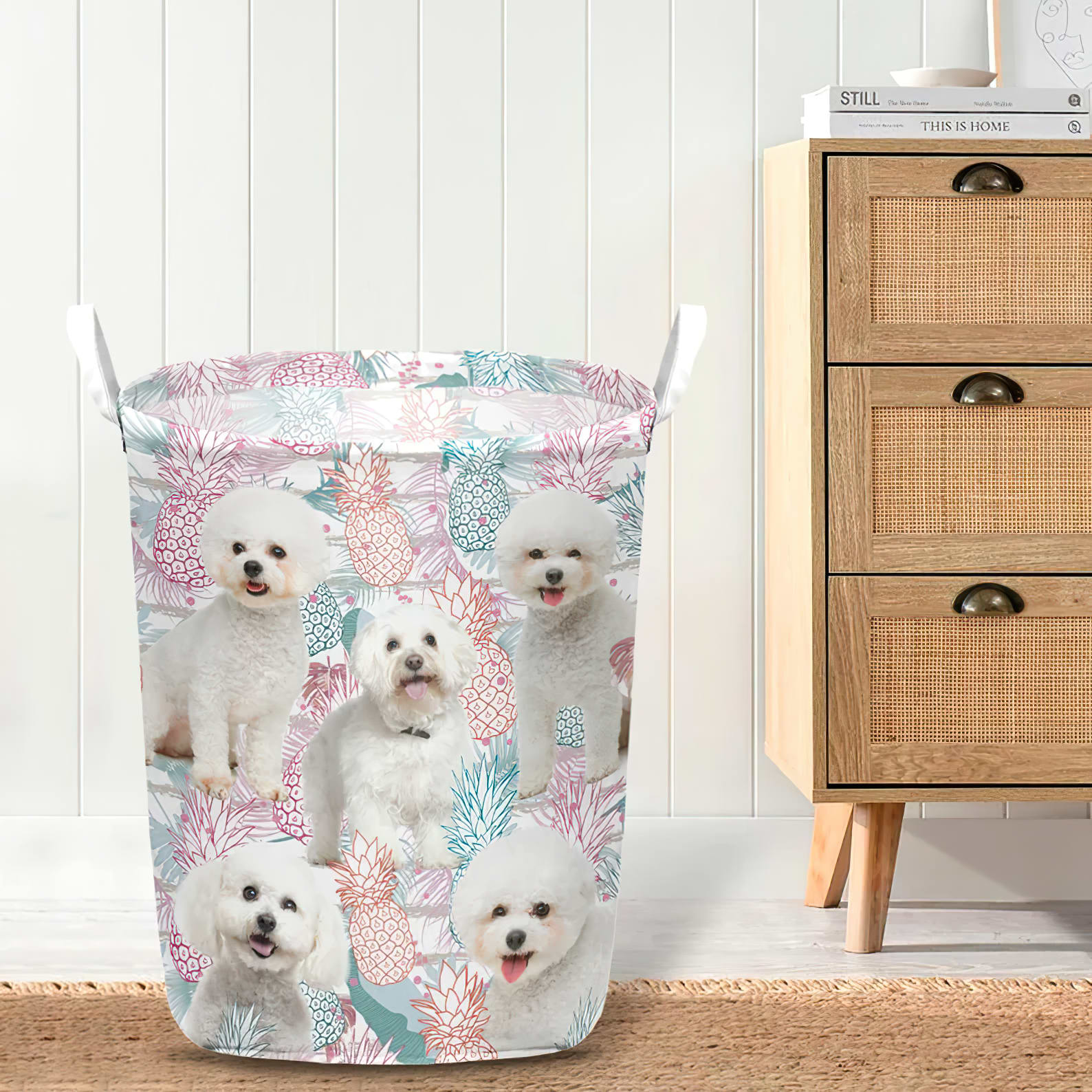 Bichons Frise In Summer Tropical With Leaf Seamless Laundry Basket Dog Laundry Basket Mother Gift Gift For Dog Lovers 4 Bichons Frise In Summer Tropical With Leaf Seamless Laundry Basket Dog Laundry Basket Mother Gift Gift For Dog Lovers 4
