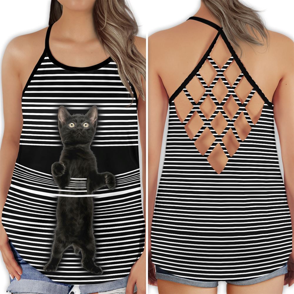 Black Cat Amazing Style Black Stripe Open Back Camisole Tank Top Fitness Shirt For Women Exercise Shirt 1 u1vp4l Black Cat Amazing Style Black Stripe Open Back Camisole Tank Top Fitness Shirt For Women Exercise Shirt 1 u1vp4l