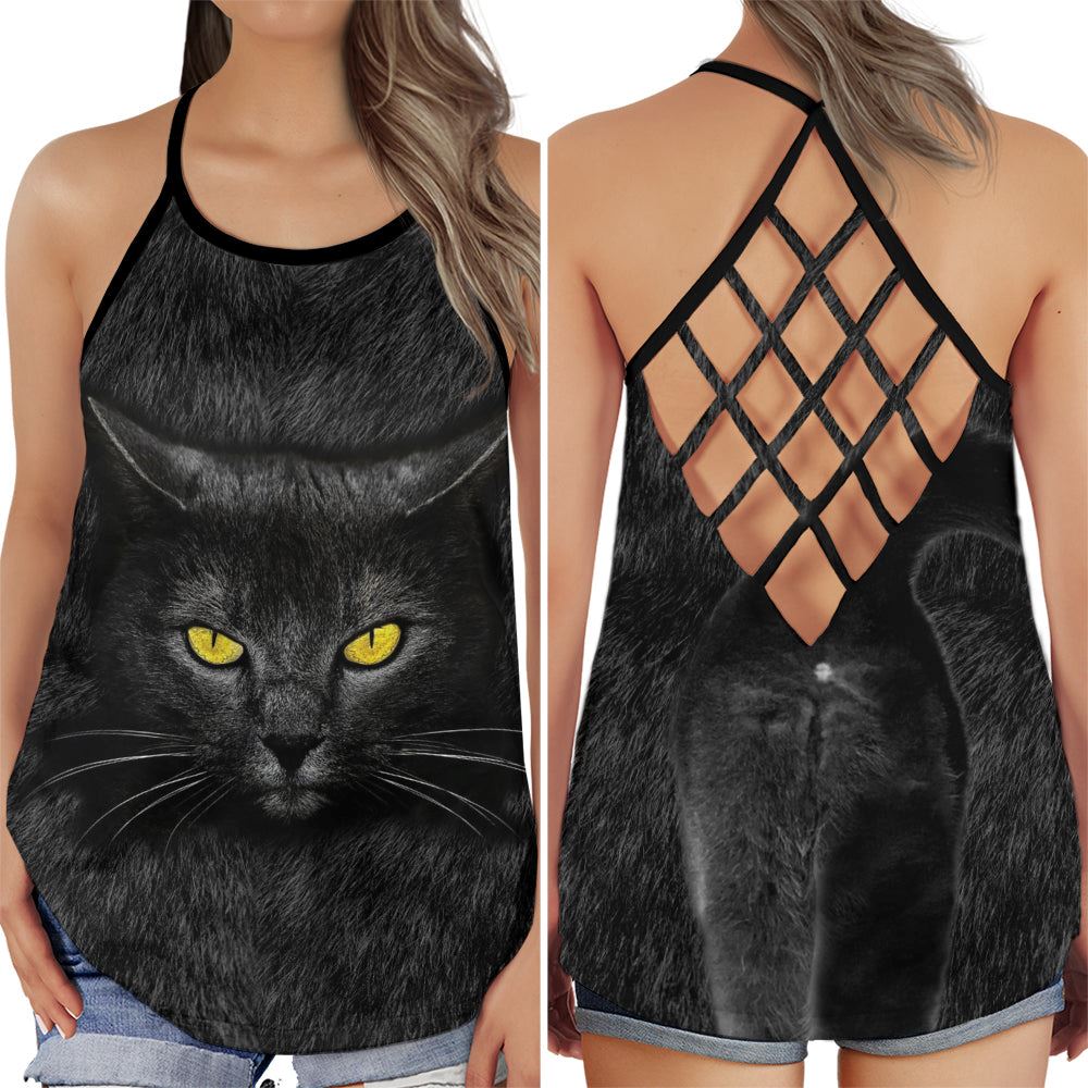 Black Cat Cool Style Open Back Camisole Tank Top Fitness Shirt For Women Exercise Shirt 1 rofeqo Black Cat Cool Style Open Back Camisole Tank Top Fitness Shirt For Women Exercise Shirt 1 rofeqo