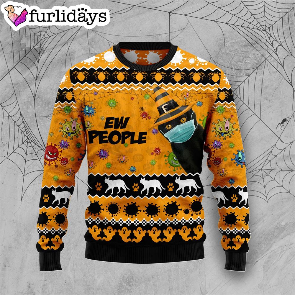Black Cat Ew People Halloween Sweater Xmas Gifts For Dog Lovers Gift For Christmas 1