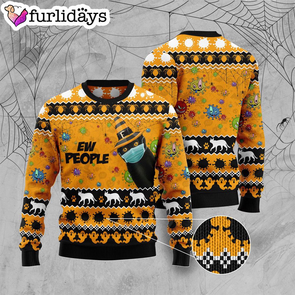 Black Cat Ew People Halloween Sweater Xmas Gifts For Dog Lovers Gift For Christmas 3
