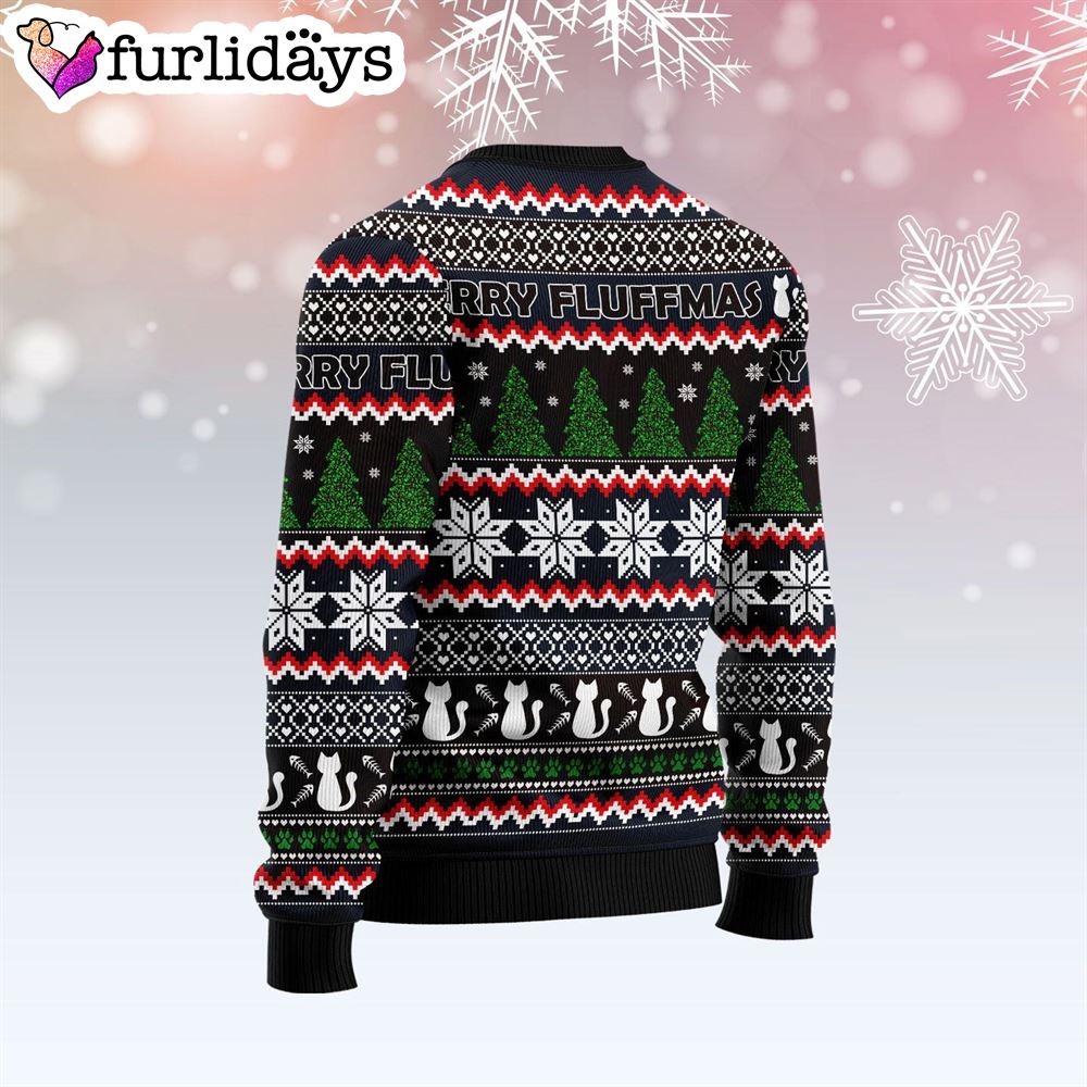 Black Cat Fluffmas Ugly Christmas Sweater Lover Xmas Sweater Gift Dog Memorial Gift 2