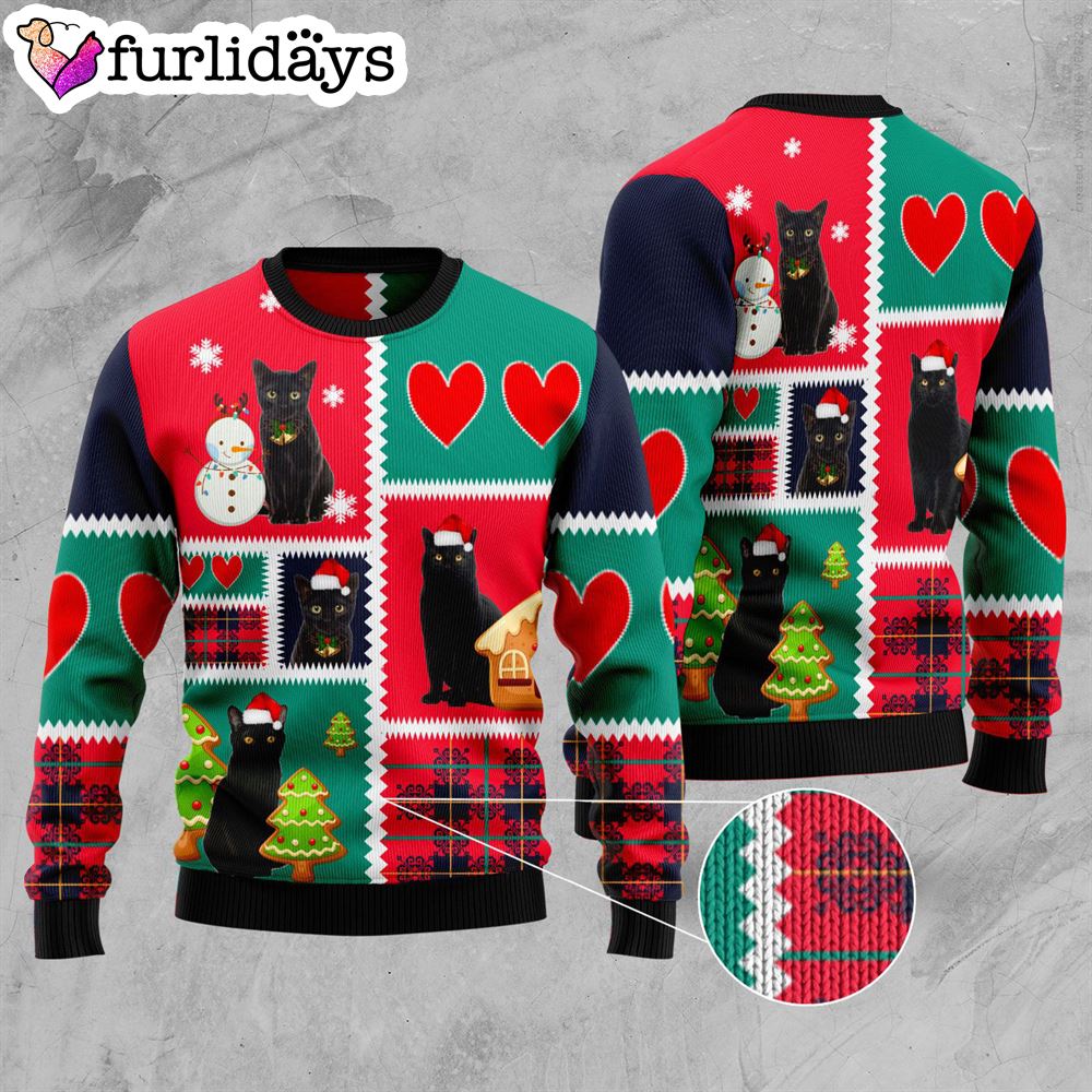Black Cat Snow Ugly Christmas Sweater Xmas Gifts For Dog Lovers Gift For Christmas 3 Black Cat Snow Ugly Christmas Sweater Xmas Gifts For Dog Lovers Gift For Christmas 3