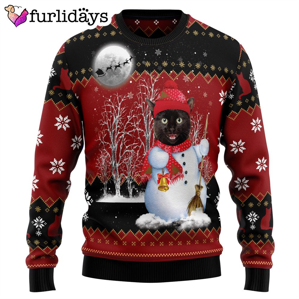 Black Cat Snowman Ugly Christmas Sweater Lover Xmas Sweater Gift Dog Memorial Gift 1 Black Cat Snowman Ugly Christmas Sweater Lover Xmas Sweater Gift Dog Memorial Gift 1