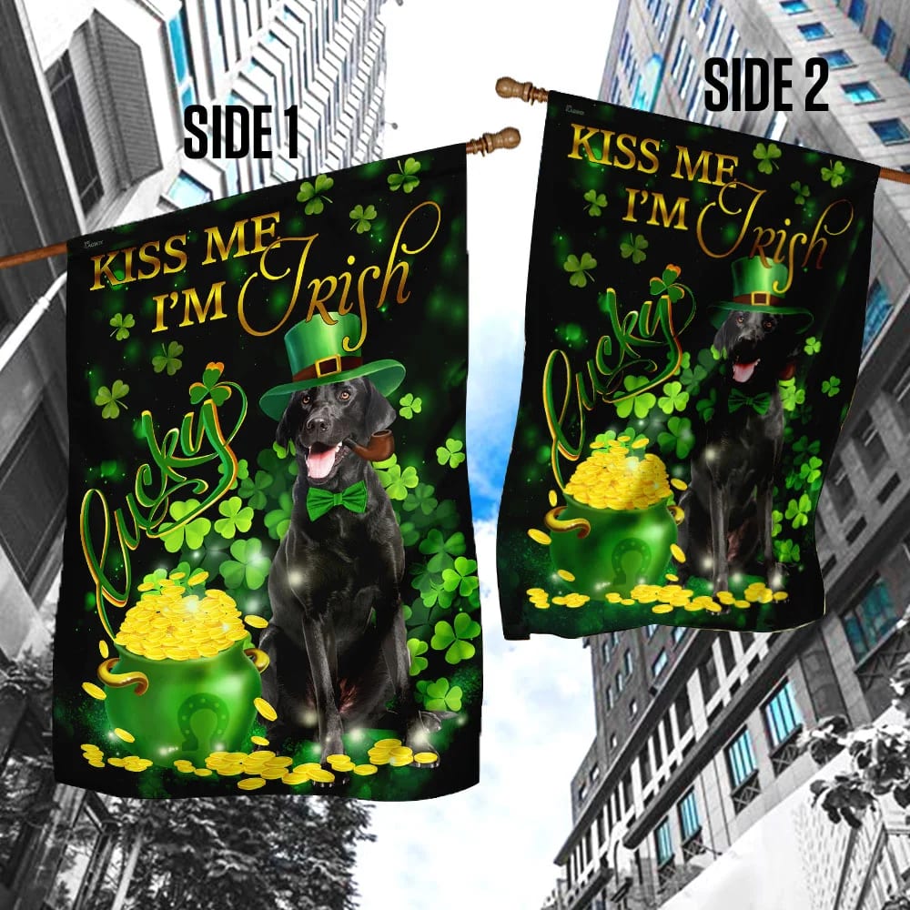 Black Labrador Kiss Me I m Irish St Patrick s Day Garden Flag Best Outdoor Decor Ideas St Patrick s Day Gifts 4