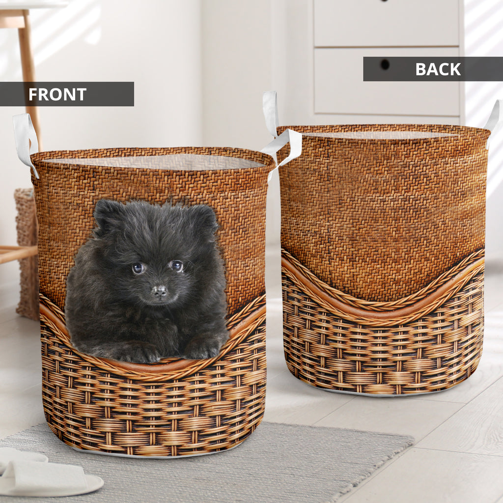 Black Pomeranian Rattan Texture Laundry Basket Dog Laundry Basket Mother Gift Gift For Dog Lovers 1 Black Pomeranian Rattan Texture Laundry Basket Dog Laundry Basket Mother Gift Gift For Dog Lovers 1