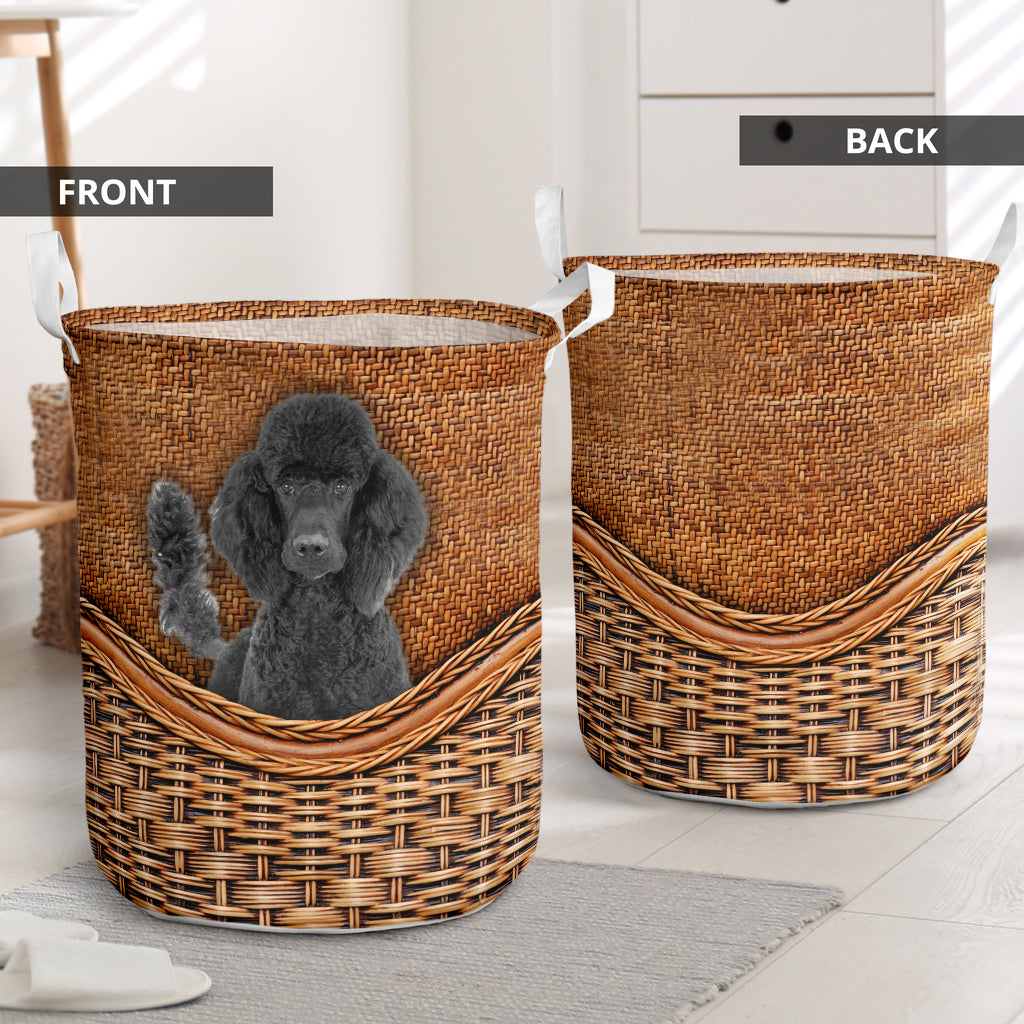 Black Standard Poodle Rattan Texture Laundry Basket Dog Laundry Basket Mother Gift Gift For Dog Lovers 1 Black Standard Poodle Rattan Texture Laundry Basket Dog Laundry Basket Mother Gift Gift For Dog Lovers 1