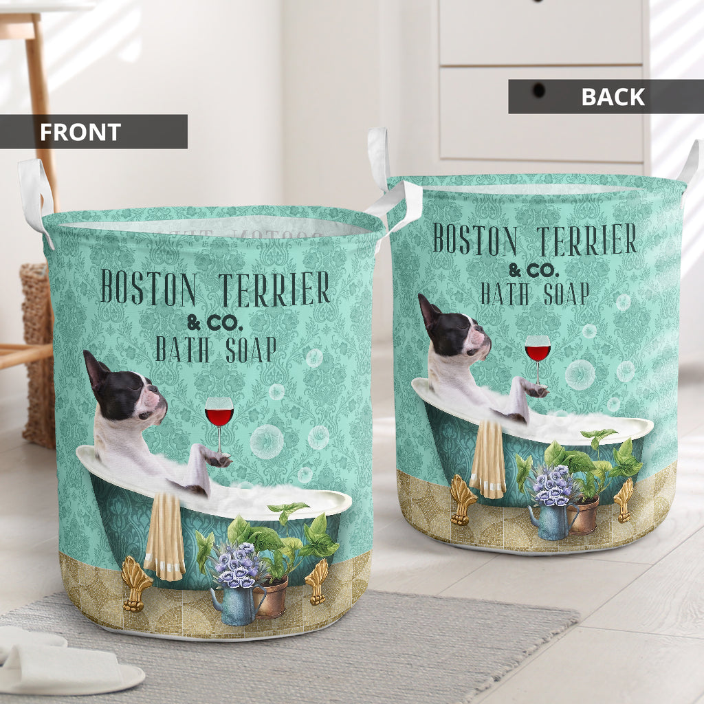 Boston Terrier And Bath Soap Laundry Basket Dog Laundry Basket Mother Gift Gift For Dog Lovers 1