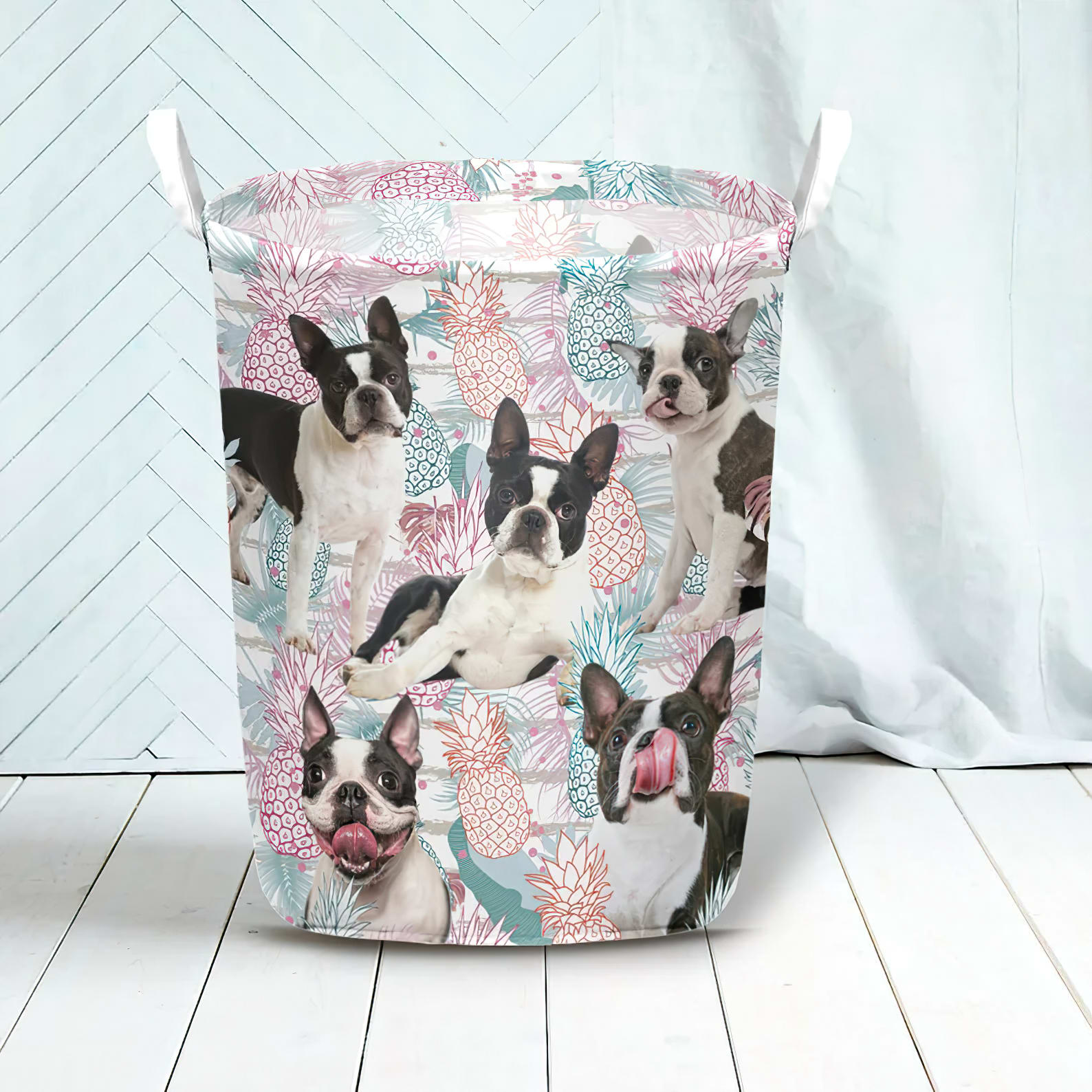 Boston Terrier In Summer Tropical With Leaf Seamless Laundry Basket Dog Laundry Basket Mother Gift Gift For Dog Lovers 3 Boston Terrier In Summer Tropical With Leaf Seamless Laundry Basket Dog Laundry Basket Mother Gift Gift For Dog Lovers 3