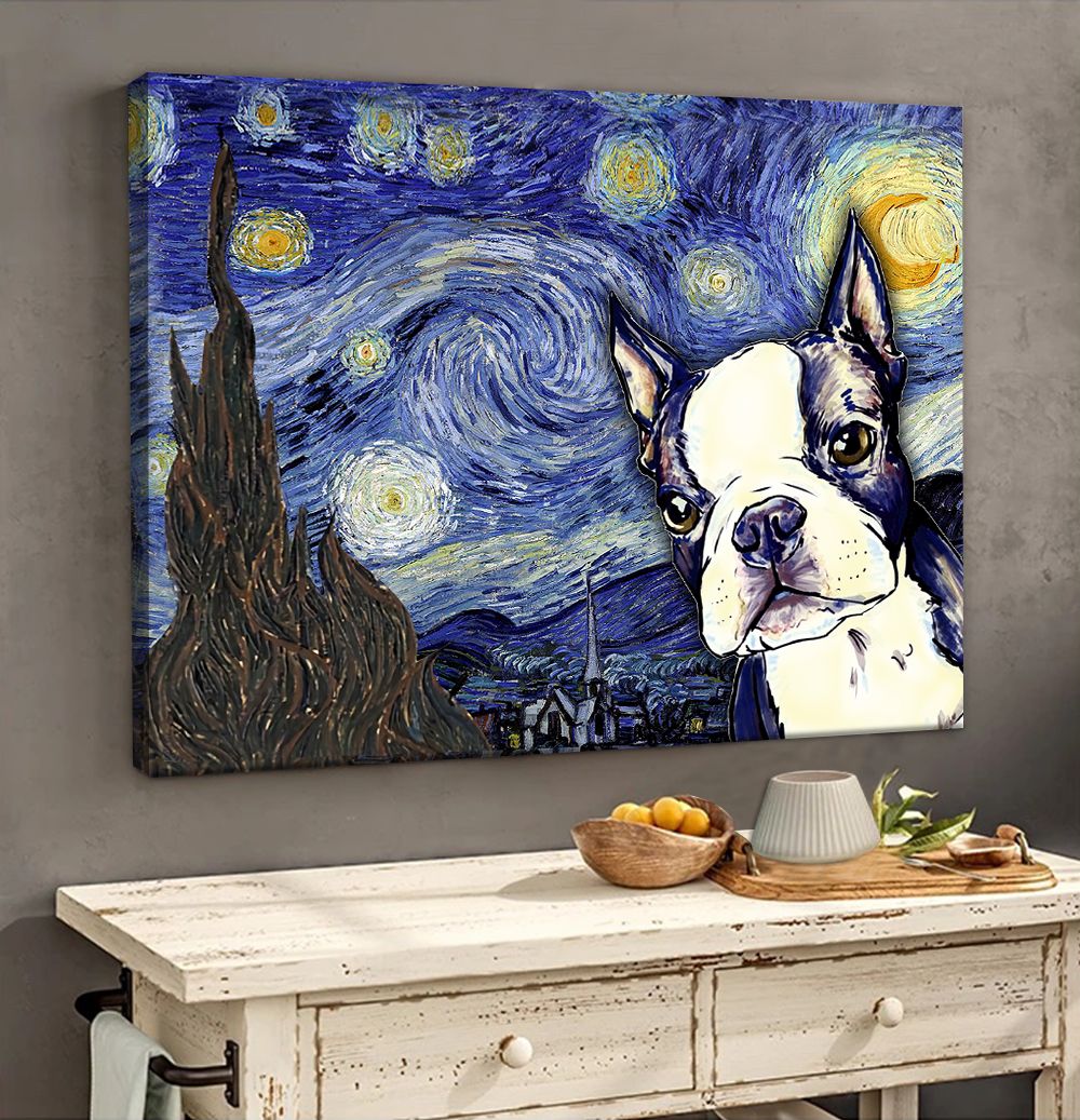 Boston Terrier Poster Matte Canvas Poster To Print Gift For Dog Lovers 2