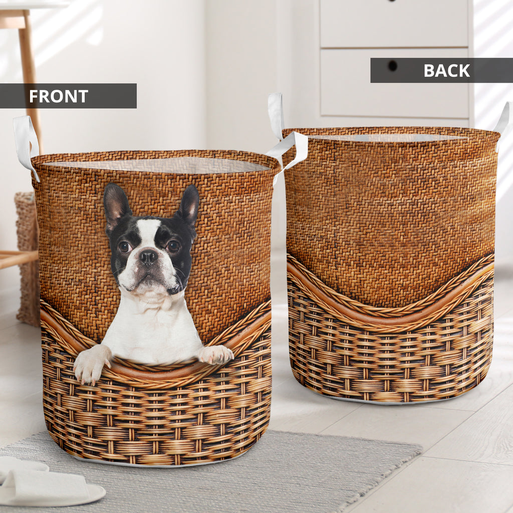 Boston Terrier Rattan Texture Laundry Basket Dog Laundry Basket Mother Gift Gift For Dog Lovers 1 Boston Terrier Rattan Texture Laundry Basket Dog Laundry Basket Mother Gift Gift For Dog Lovers 1