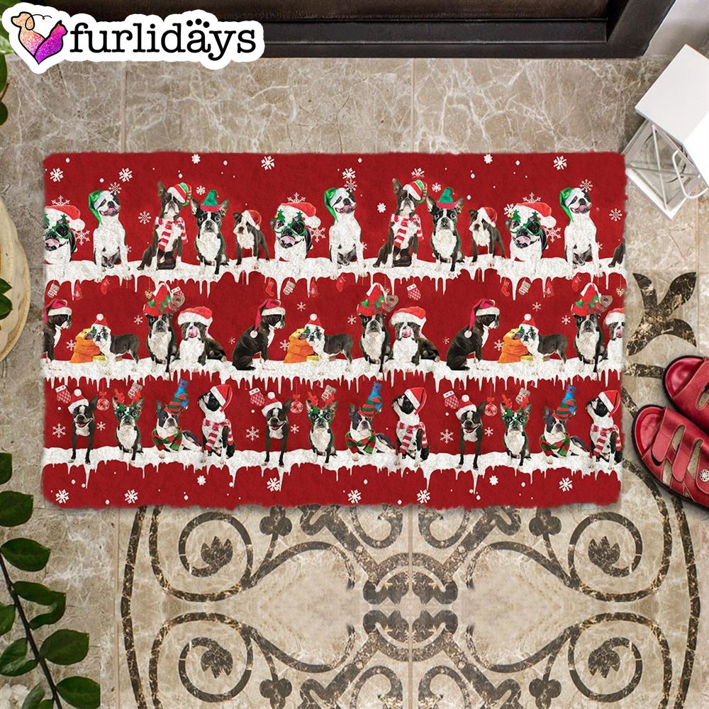 Boston Terrier Snow Merry Christmas Doormat Funny Doormat Gift For Dog Lovers 2 Boston Terrier Snow Merry Christmas Doormat Funny Doormat Gift For Dog Lovers 2