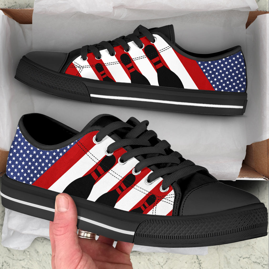 Bowling Usa Flag Low Top Shoes Canvas Print Lowtop Casual Shoes Gift For Adults Sneaker For Walking 2