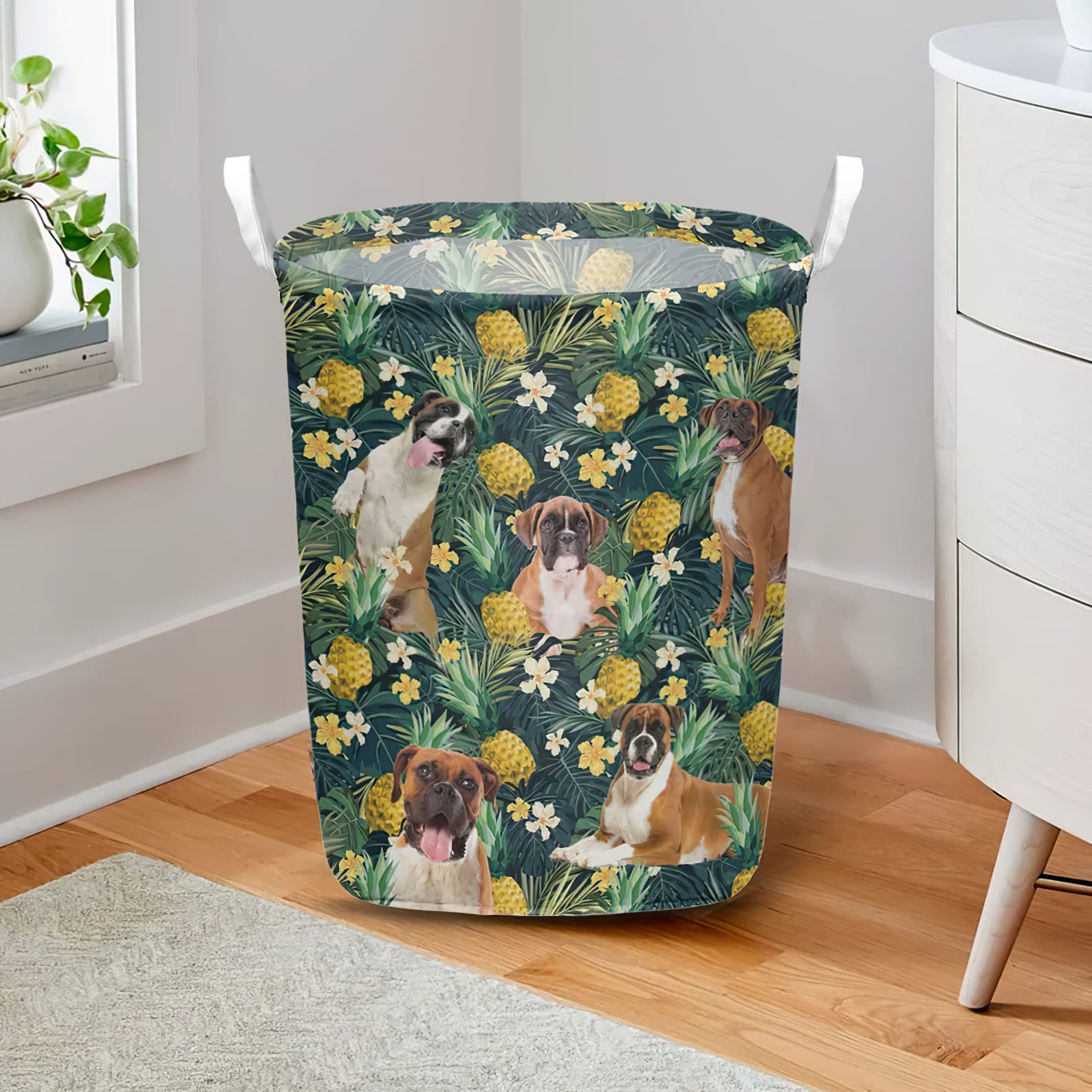 Boxer In Pineapple Tropical Pattern Laundry Basket Dog Laundry Basket Mother Gift Gift For Dog Lovers 2 Boxer In Pineapple Tropical Pattern Laundry Basket Dog Laundry Basket Mother Gift Gift For Dog Lovers 2